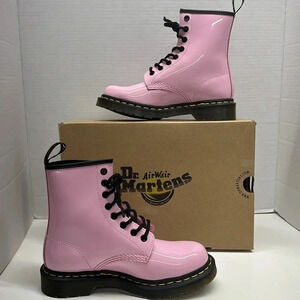 Dr. Martens Docs 1460 Combat Boots Patent Leather Pale Pink New Women's Size 6